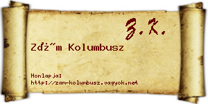 Zám Kolumbusz névjegykártya